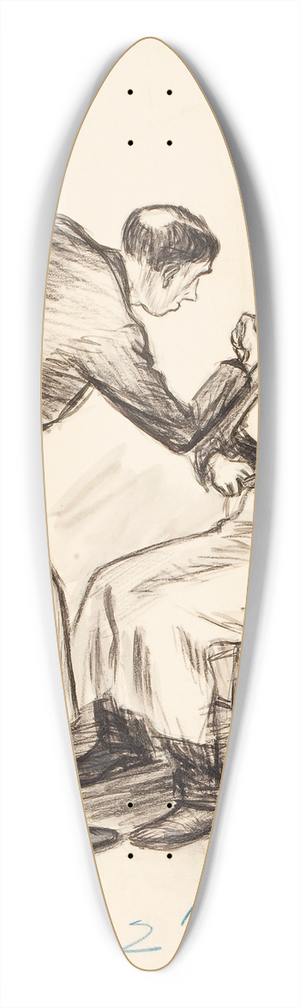 William James Glackens - The Waiters Fight 39.3 inch art pintail longboard deck