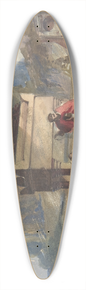 William James Mller - Oriental Scene 39.3 inch art pintail longboard deck