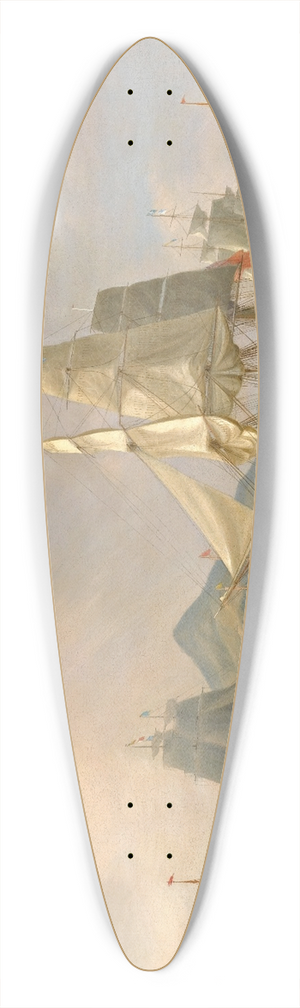 William John Huggins - The Opium Ships At Lintin, China 39.3 inch art pintail longboard deck
