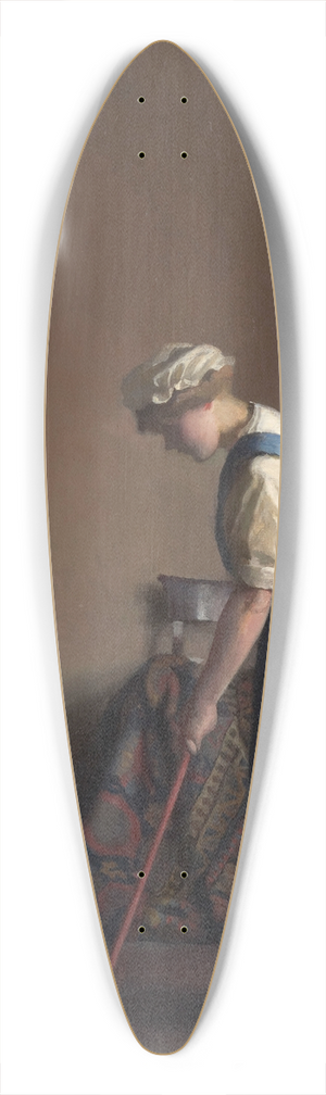 William McGregor Paxton - Girl Sweeping 39.3 inch art pintail longboard deck