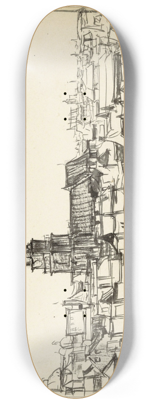 Dick Ket - Gezicht op de kerk temidden van lage huizen te Scheveningen 8.25 inch art skate deck