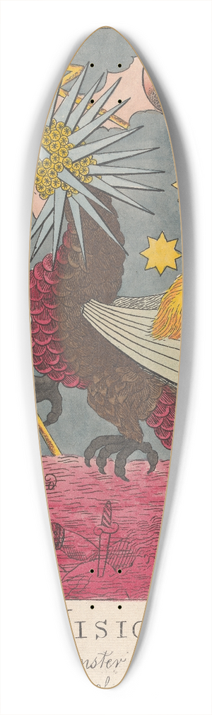 William O'Keefe - A Vision, Vide, the Monster of Slaughter, The Distress of Nations; Deluge of Blodd 39.3 inch art pintail longboard deck William O'Keefe - A Vision, Vide, the Monster of Slaughter, The Distress of Nations; Deluge of Blodd 39.3 inch art pintail longboard deck