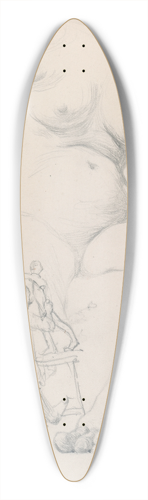 William Orpen - Sketches of a Female Nude, a Male Model and a Sculptor 39.3 inch art pintail longboard deck