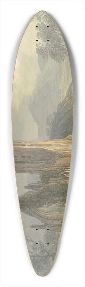 William Payne - A Ruined Abbey by a Waterfall 39.3 inch art pintail longboard deck