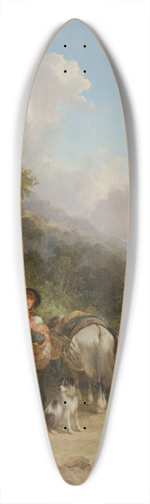 William Shayer - A travellers encampment 39.3 inch art pintail longboard deck