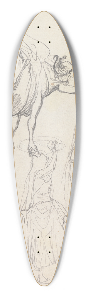 William Simpson - Study of an Ox and Standing Figures 39.3 inch art pintail longboard deck