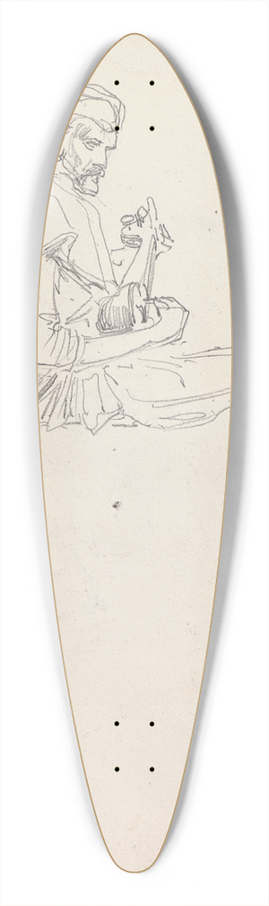 William Simpson - Study of a Rababi Musician, Amritsar 39.3 inch art pintail longboard deck