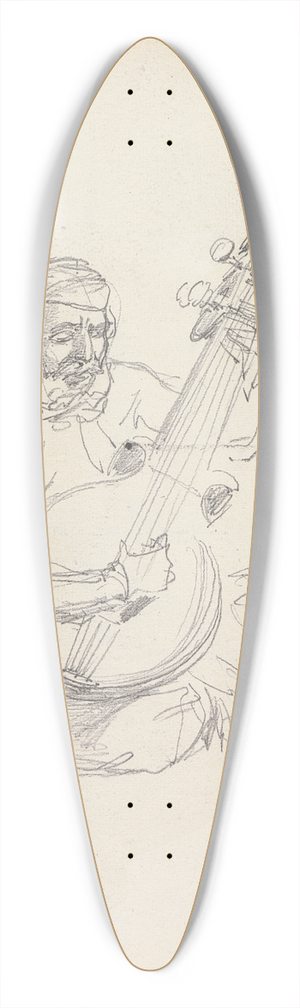 William Simpson - Study of a Rababi Musician 39.3 inch art pintail longboard deck