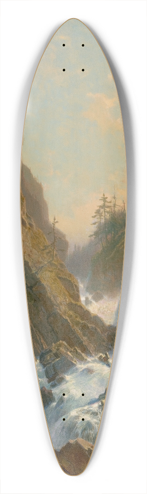 William Stanley Haseltine - Mountain with Cascade 39.3 inch art pintail longboard deck