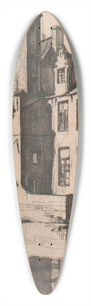William Strang - From the Flemish Set; Quay of the Rosary, Bruges 39.3 inch art pintail longboard deck
