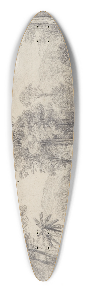 William Swainson - Scene on the Hutt River 39.3 inch art pintail longboard deck