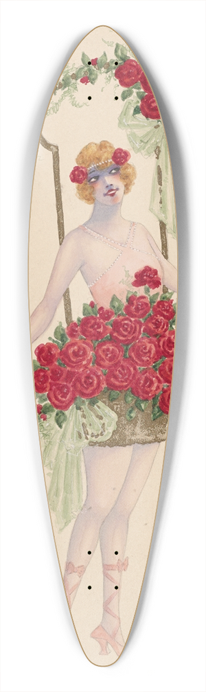 Will R. Barnes - 1-Red Roses 39.3 inch art pintail longboard deck