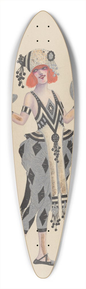 Will R. Barnes - Cymbal Dancers-Girls 39.3 inch art pintail longboard deck