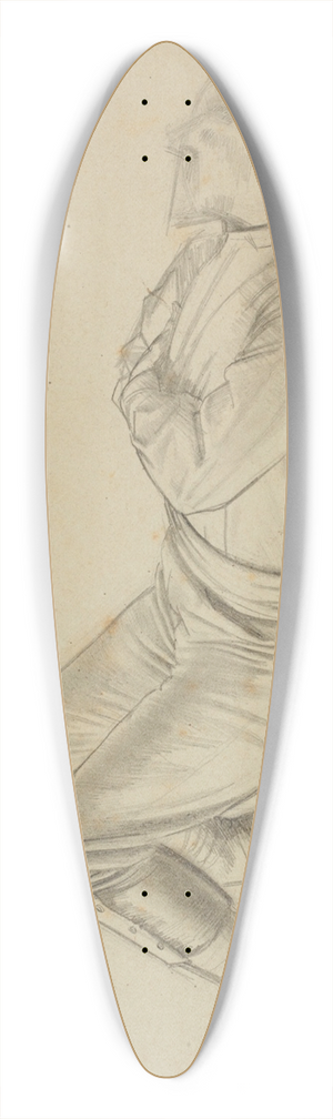 Winifred Knights - Untitled (study of reclining man)  preparatory drawing for  The marriage at Cana 39.3 inch art pintail longboard deck