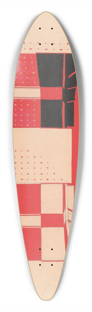 Winold Reiss - Design for unidentified building Small Dining Room.] [Drawing of dining room with benches, in black, vermillion and white, bilaterally positive and negative coloring 39.3 inch art pintail longboard deck