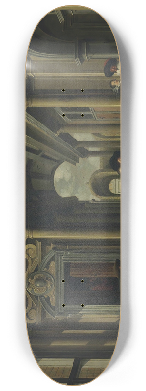 Dirck Van Delen - Elegant figures in a courtyard 8.25 inch art skate deck