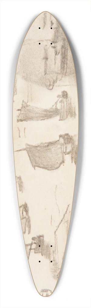 Winslow Homer - Beach Scene with People and Fishing Boats, Cullercoats, England 39.3 inch art pintail longboard deck