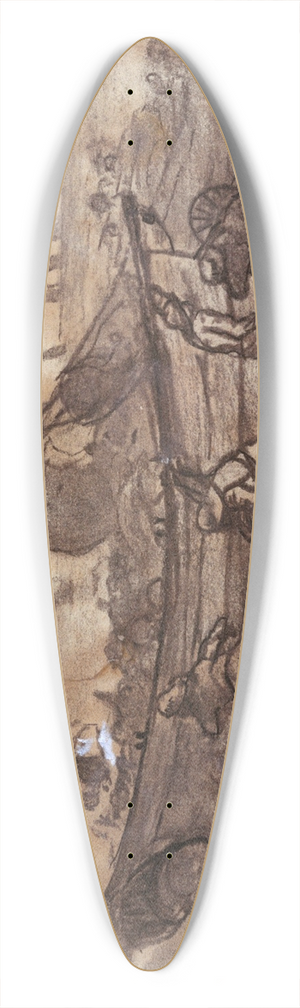 Winslow Homer - Fishermen Beaching a Dory, Cullercoats, England 39.3 inch art pintail longboard deck Winslow Homer - Fishermen Beaching a Dory, Cullercoats, England 39.3 inch art pintail longboard deck