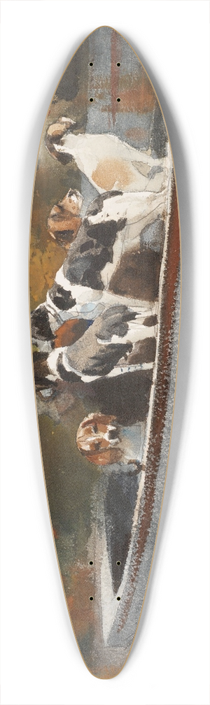 Winslow Homer - Hunting Dogs in Boat (Waiting for the Start) 39.3 inch art pintail longboard deck