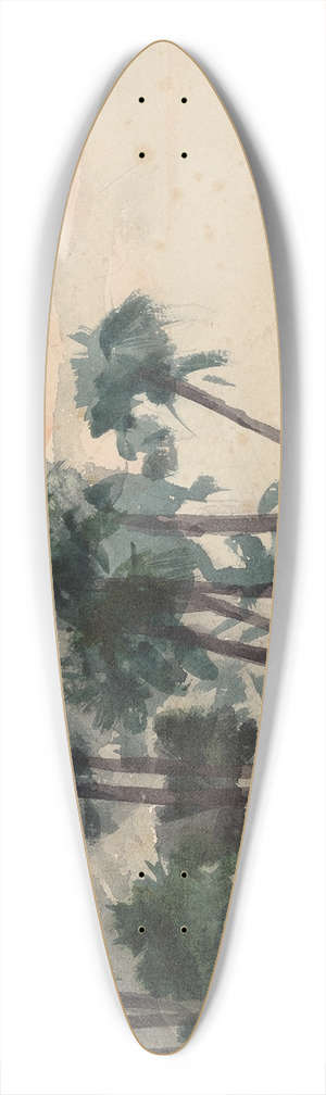 Winslow Homer - Palm Trees, Red 39.3 inch art pintail longboard deck