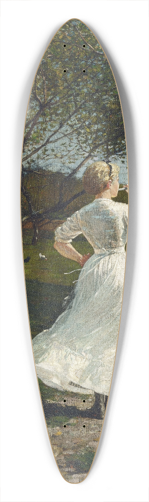 Winslow Homer - The Dinner Horn (Blowing the Horn at Seaside) 39.3 inch art pintail longboard deck