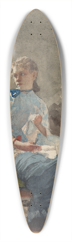Winslow Homer - Young Woman Sewing 39.3 inch art pintail longboard deck