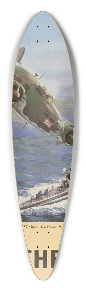 W Krogman - The Capture of the German Submarine U 570 by a Lockheed Hudson of the British Coastal Command Back Them Up! 39.3 inch art pintail longboard deck W Krogman - The Capture of the German Submarine U 570 by a Lockheed Hudson of the British Coastal Command Back Them Up! 39.3 inch art pintail longboard deck