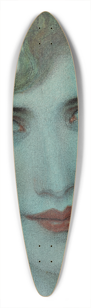 Wladyslaw Theodore Benda - Face of blonde girl with earrings 39.3 inch art pintail longboard deck