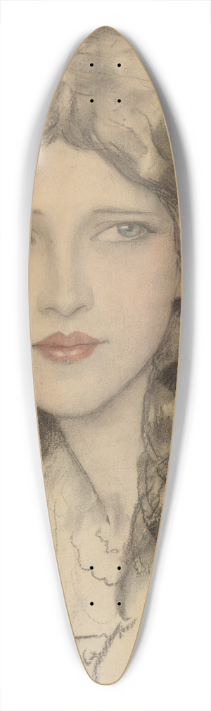 Wladyslaw Theodore Benda - Girl with Braids 39.3 inch art pintail longboard deck