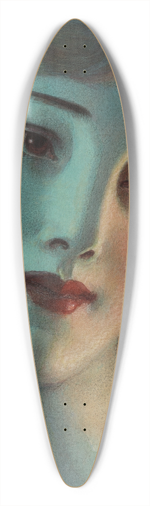 Wladyslaw Theodore Benda - Head of girl with long blonde hair 39.3 inch art pintail longboard deck Wladyslaw Theodore Benda - Head of girl with long blonde hair 39.3 inch art pintail longboard deck