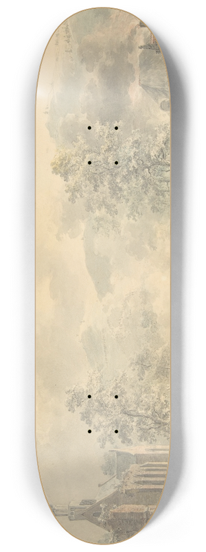 Dirk Langendijk - Battle Scene with Church at left 8.25 inch art skate deck