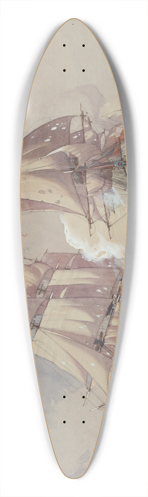 Worden Wood - Action between the U.S.S. Ranger and the H.M.S. Drake, RevolutionaryWar 39.3 inch art pintail longboard deck