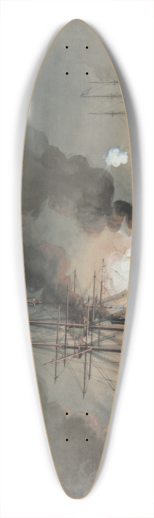 Worden Wood - Action Between U.S.S. Brooklyn and C.S.S. Ram Manassas at Forts Jackson and St.Philip 39.3 inch art pintail longboard deck