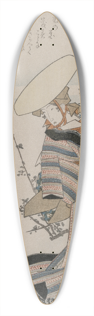 Yanagawa Shigenobu - Woman by a Plum Tree Matched with the Wisteria Maiden (from a series of women compared to figures from Otsu paintings) 39.3 inch art pintail longboard deck