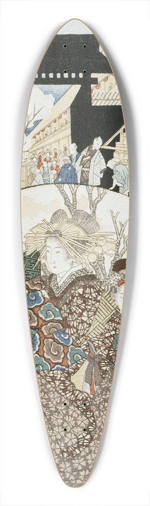 Yashima Gakutei - Courtesan and Attendant at the Yoshiwara District Gate 39.3 inch art pintail longboard deck