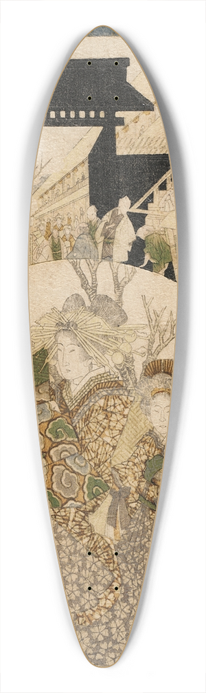 Yashima Gakutei - Courtesan and Attendant at the Yoshiwara District Gate 39.3 inch art pintail longboard deck