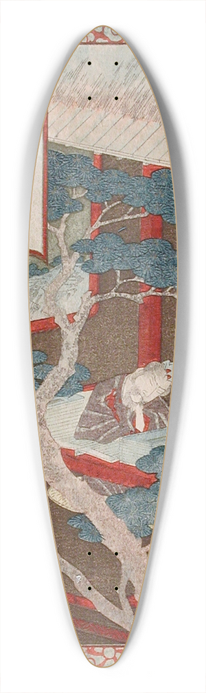 Yashima Gakutei - Prosperity; Ding Gu Dreaming of a Pine Tree 39.3 inch art pintail longboard deck