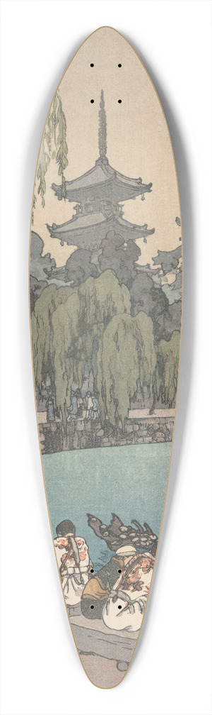 Yoshida Hiroshi - Carp and Tortoises 39.3 inch art pintail longboard deck