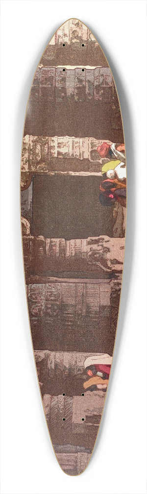 Yoshida Hiroshi - Third cave temple in Ellora 39.3 inch art pintail longboard deck
