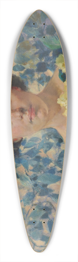 Zdzisaw Jasiski - Woman against blossoming shrubs 39.3 inch art pintail longboard deck