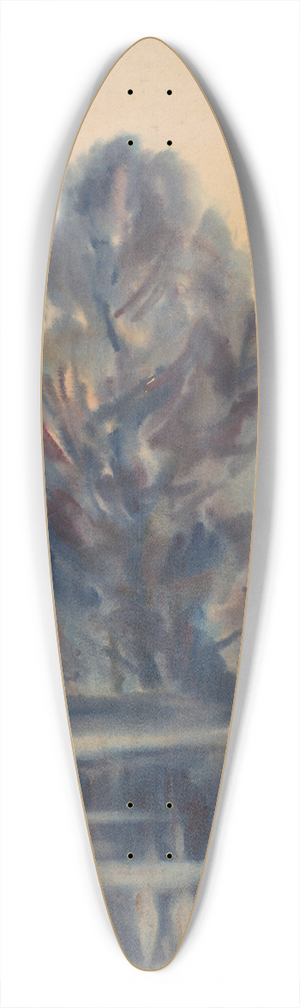 Zolo Palugyay - Blue Tree above a Lake 39.3 inch art pintail longboard deck