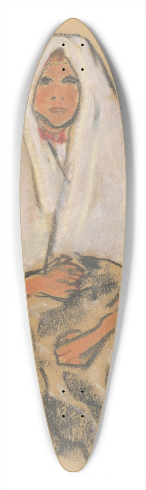 Zolo Palugyay - Girl in a White Scarf 39.3 inch art pintail longboard deck