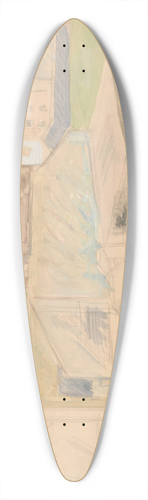 Zygmunt Waliszewski - Sketch of a city landscape 39.3 inch art pintail longboard deck