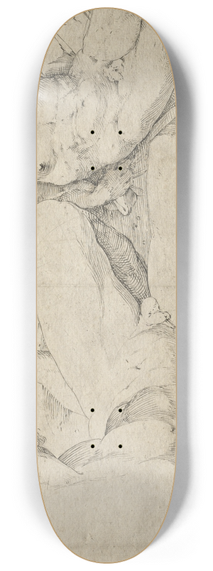 Domenico Beccafumi - Three Male Nudes 8.25 inch art skate deck