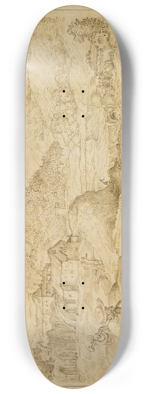 Domenico Campagnola - River Landscape with Saint Roch and a Child Traveling with Dog 8.25 inch art skate deck Domenico Campagnola - River Landscape with Saint Roch and a Child Traveling with Dog 8.25 inch art skate deck