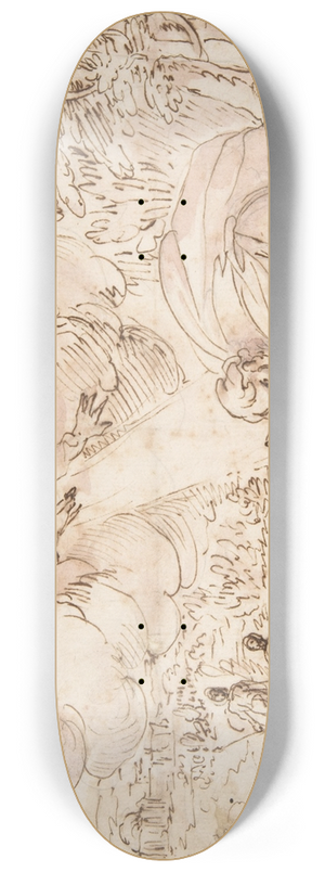 Domenico Gargiulo - God the Father Appearing to a Kneeling Figure 8.25 inch art skate deck