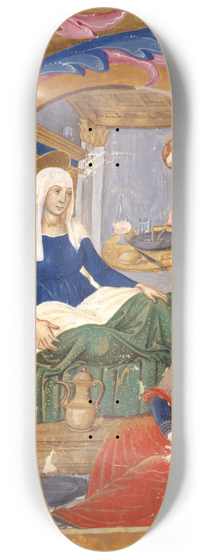 Domenico Ghirlandaio - The birth of the Virgin in an initial H 8.25 inch art skate deck Domenico Ghirlandaio - The birth of the Virgin in an initial H 8.25 inch art skate deck
