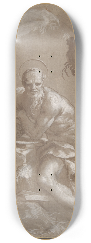 Domenico Piola - Saint Jerome in the Wilderness 8.25 inch art skate deck