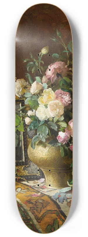 Dominique Hubert Rozier - Nature morte au bouquet des roses dans une vase ottomane 8.25 inch art skate deck