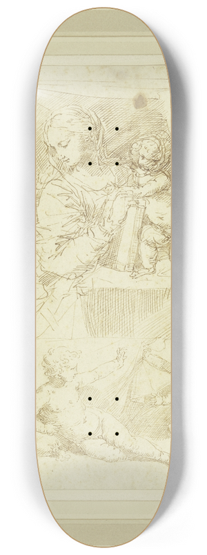 Donato Creti - Maria mit dem Jesuskind und dem Johannesknaben, darunter lagernder Knabe mit Putto 8.25 inch art skate deck